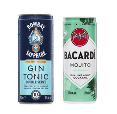 Bombay Sapphire Gin & Tonic Double Serve and BACARDÍ Mojito
