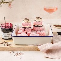 Wiltshire Recipe | Pink Blackcurrant Cream Lamington