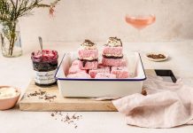 Barbie inspired Pink Blackcurrant Cream Lamingtons. A Wiltshire recipe to bake at home. Wiltshire Recipe | Pink Blackcurrant Cream Lamington